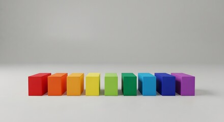 Rainbow Spectrum of Colorful Blocks on White Background perfect for website banner, presentation slide, educational material,