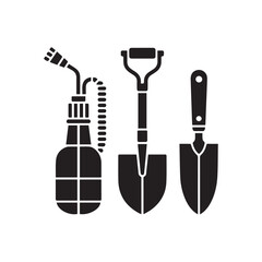 Gardening tools set including a sprayer and two shovels
