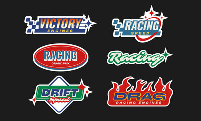 Retro Racing Stickers: Drag, Drift, and Victory Engines Automotive Badges