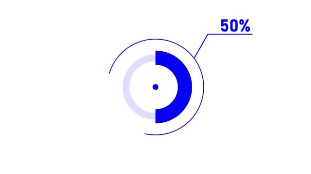loading icon animation 50% circle. 50% percent circle round donut chart infographic .Infographic Element with Alpha Channel 4k video royalty free graphic animation