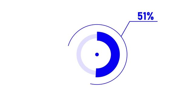 loading icon animation 51% circle. 51% percent circle round donut chart infographic .Infographic Element with Alpha Channel 4k video royalty free graphic animation