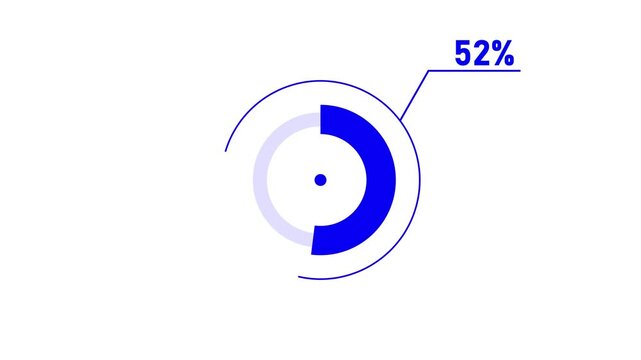 loading icon animation 52% circle. 52% percent circle round donut chart infographic .Infographic Element with Alpha Channel 4k video royalty free graphic animation