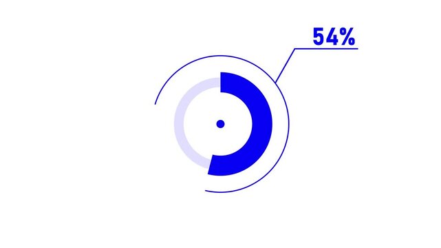 loading icon animation 54% circle. 54% percent circle round donut chart infographic .Infographic Element with Alpha Channel 4k video royalty free graphic animation