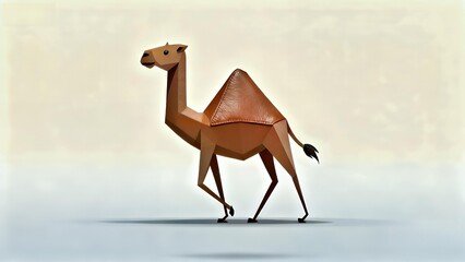 Low-Poly Leather Camel Illustration: Stylized Desert Animal Design