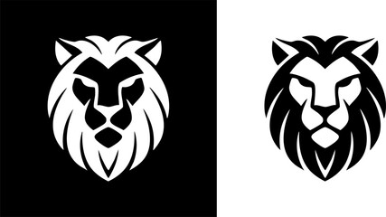 Bold and majestic lion head logo, a powerful symbol of strength, courage, and leadership, ideal graphic for corporate branding, sports teams, and security related themes