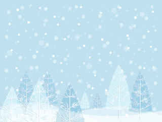 雪が降る冬の風景イラスト