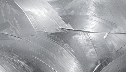 Abstract brushed metal background with shiny silver texture and scratches, industrial metallic surface pattern, modern gray design element