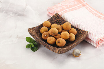 Tropical delicous fruit Longan heap