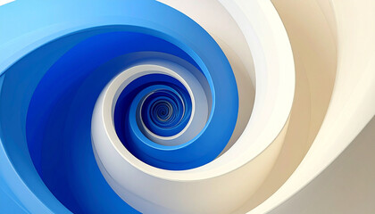 Abstract spiral tunnel with blue and white colors