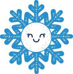 Cute snowflake with a smiling face, perfect for adding a touch of winter charm to any design project