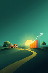 Realistic book cover illustration featuring a deep teal and emerald gradient background with soft lighting. A subtle dark-toned landscape at the bottom includes a curved golden path leading towards li