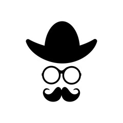 Bowler Hat Face icon isolate on white background.