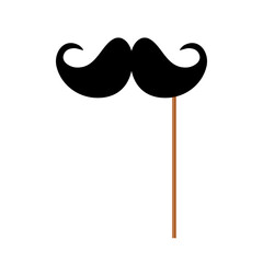 Mustaches on stick icon on white background.