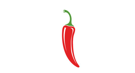A stylized red chili pepper graphic with a green stem, on a blank white background