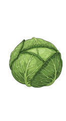 Obraz premium A cartoon cabbage in partial view, showcasing green leaves against a stark white backdrop