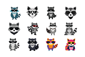 set of funny cartoon animals