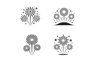 Fireworks silhouette vector icon set | celebration and festival explosion icons for party, holiday, and event design