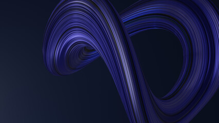 Abstract 3D Flowing Blue and Purple  Lines on a Dark Background