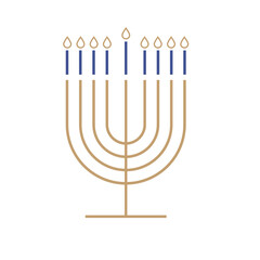 Hanukkah menora, Hanukia. simple traditional jewish Hannuka Menora in line minimalist style. eight days of hanukah miracle. Jewish holiday Hanuka