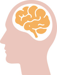 Human Head Silhouette with Brain Outline Icon