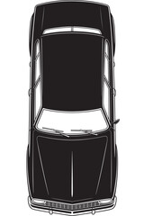 Vector illustration of a classic car from above a vintage vehicle design element isolated on white background