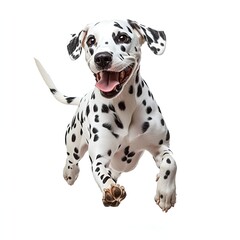  Happy Dalmatian Dog Running, Isolated on White Background. Generative AI