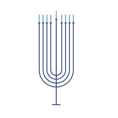 Hanukkah menora and traditional icons in simple line minimal style. Jewish holiday Hanuka