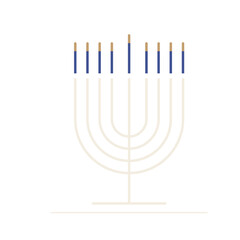 Hanukkah menorah and traditional icons in simple line minimal style. Jewish holiday chanukkah