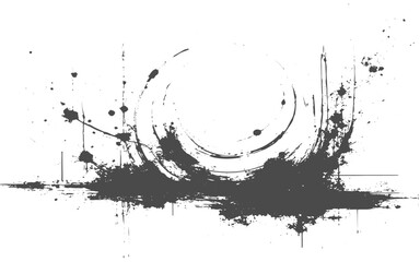 An abstract paint splatter frame in black and white. A grunge effect creates an interesting visual pattern.