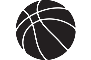 Black and white basketball vector illustration simple flat design isolated on a white background for sports infographics and app design