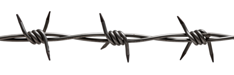 Barbed Wire Fence Security Barrier Isolated on Transparent Background