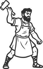 Hephaistos greek god, Blacksmith with Anvil and Hammer