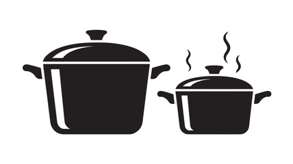 Two cooking pots vector illustration kitchenware graphic element isolated on white background