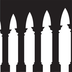 Architectural columns in silhouette a minimalist vector illustration ideal for backgrounds and design elements