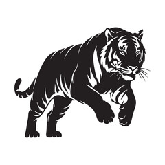 Black tiger silhouette isolated on white background