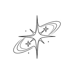 Minimalist Galaxy Star Line Art – Abstract Cosmic Design for Spiritual and Modern Aesthetic