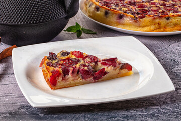 Crusty pie with fresh cherry