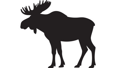 Moose silhouette vector illustration wildlife animal in black isolated on white background