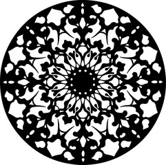 Intricate Black Floral Mandala Design