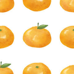 Mandarin seamless pattern. Flesh fruits pattern illustration for wrapping paper, textile prints, banners, backgrounds.