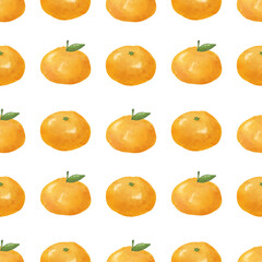 Mandarin seamless pattern. Flesh fruits pattern illustration for wrapping paper, textile prints, banners, backgrounds.