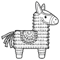 Obraz premium Llama Pinata Illustration for Coloring