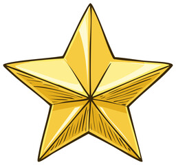 Bright shiny golden five point star illustration achievement success award symbol