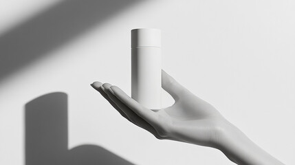 A woman with natural nails advertises a care product on her hand
