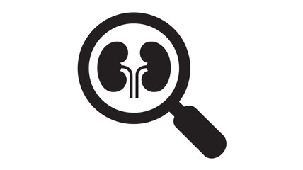 Kidney under magnifying glass icon vector illustration for medical research isolated on white background