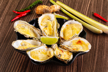 Gourmet baked oysters with cheese
