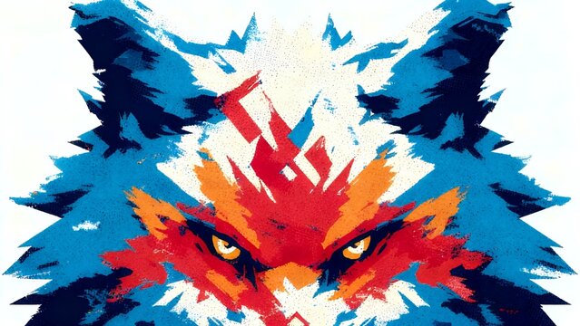 Thunderstrike Prowler: Bold Wolf Head Art with Fiery Crimson Mane