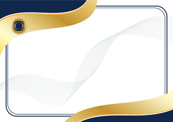 Elegant certificate border with golden ribbon and official seal for achievement recognition.