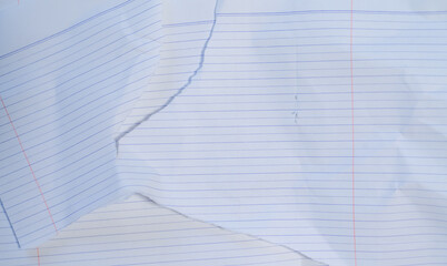 piece of lined paper tear isolated on  background