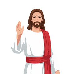 Jesus Waving Hand Red Robe PNG Transparent Christian Blessing Faith Savior God Illustration Holy Spirit Religious Art Bible Messiah Lord
